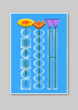 Flores e vasos fictícios