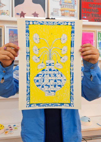 Pets e Plantas Amarelo e Azul - Risografia A3